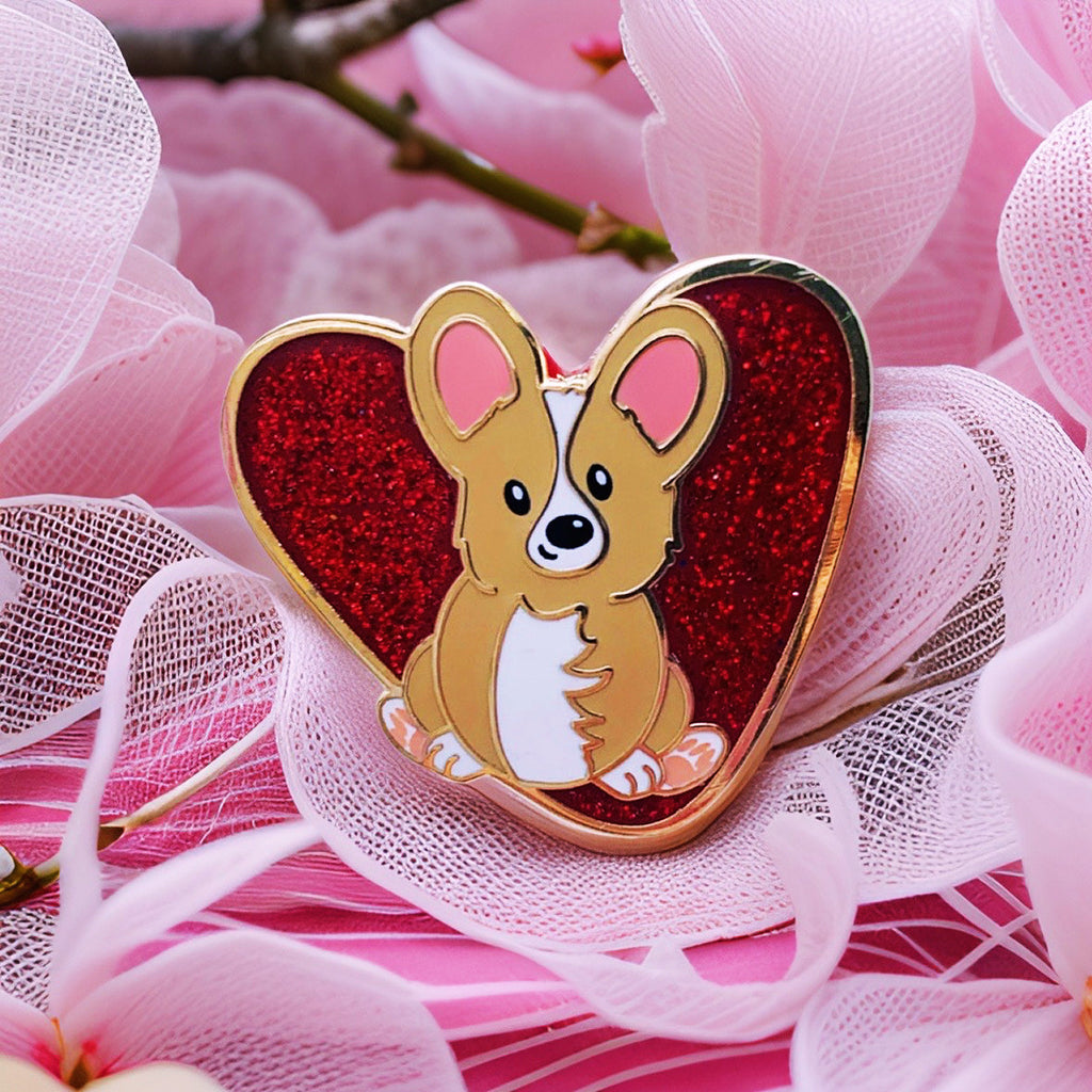 Puppy Love Corgi Hard Enamel Pin - Momo Patch
