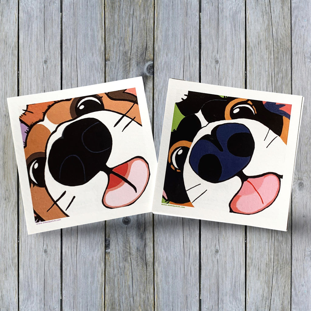 Prints of Original Acrylic Paintings on Canvas Cardigan Corgi 'Happy' and 'BOOP!' 5" x 5" - Momo Patch