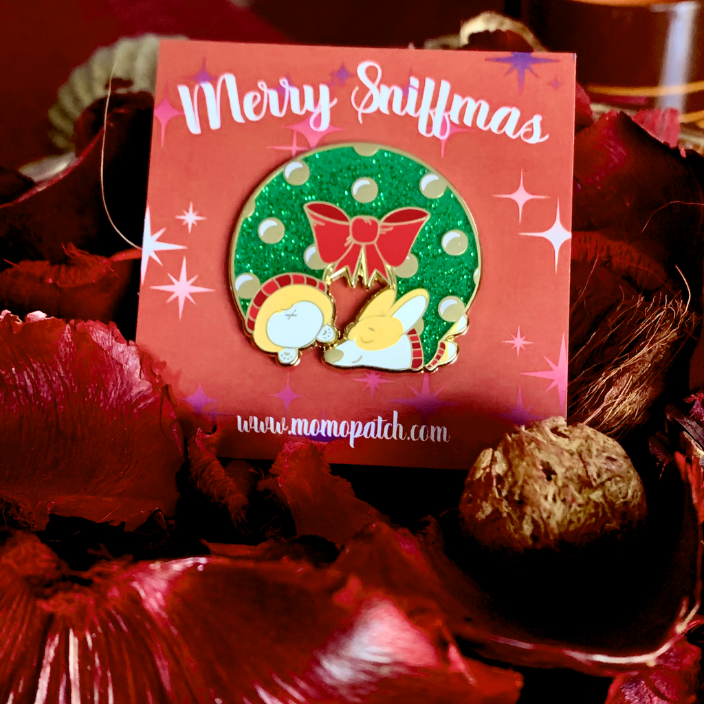 Merry Sniffmas Corgi Wreath Hard Enamel Pins - Momo Patch