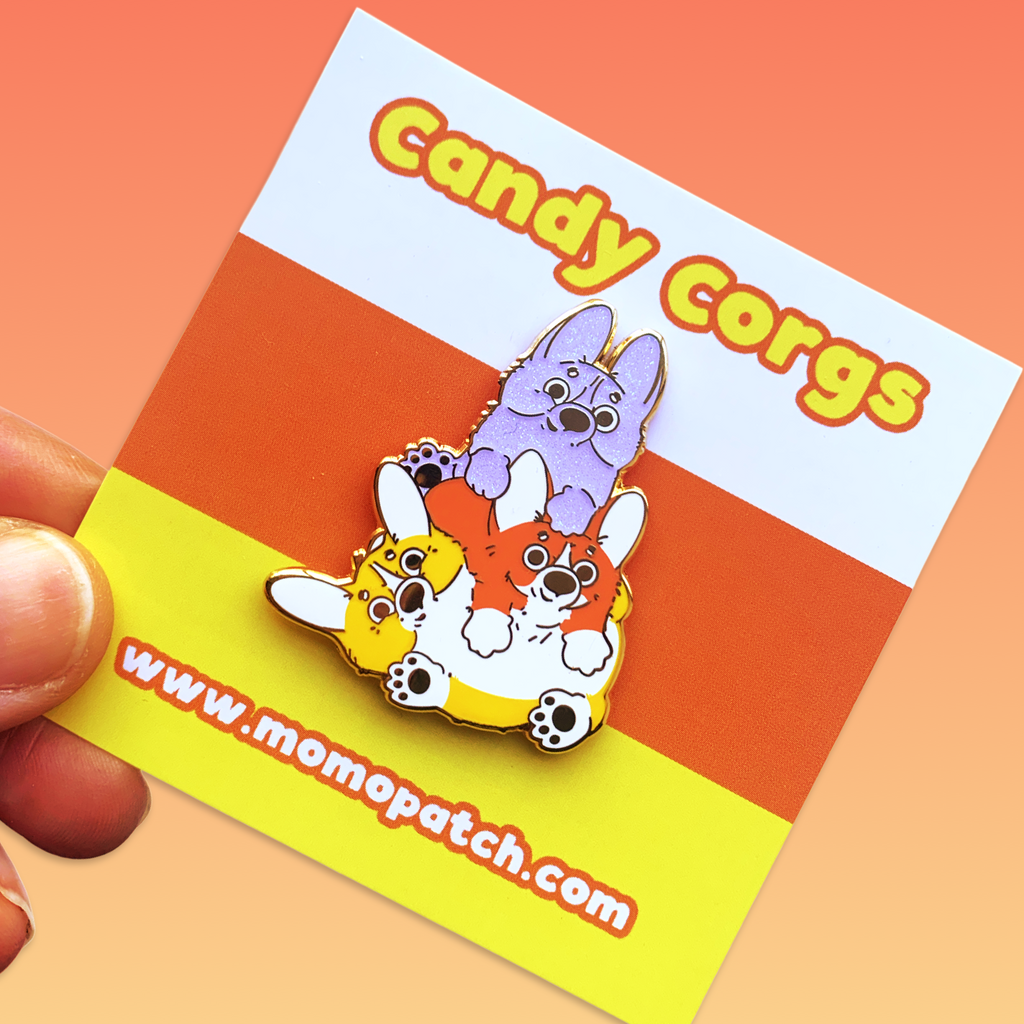 Candy Corgs Candy Corn Halloween Hard Enamel Pins - Momo Patch