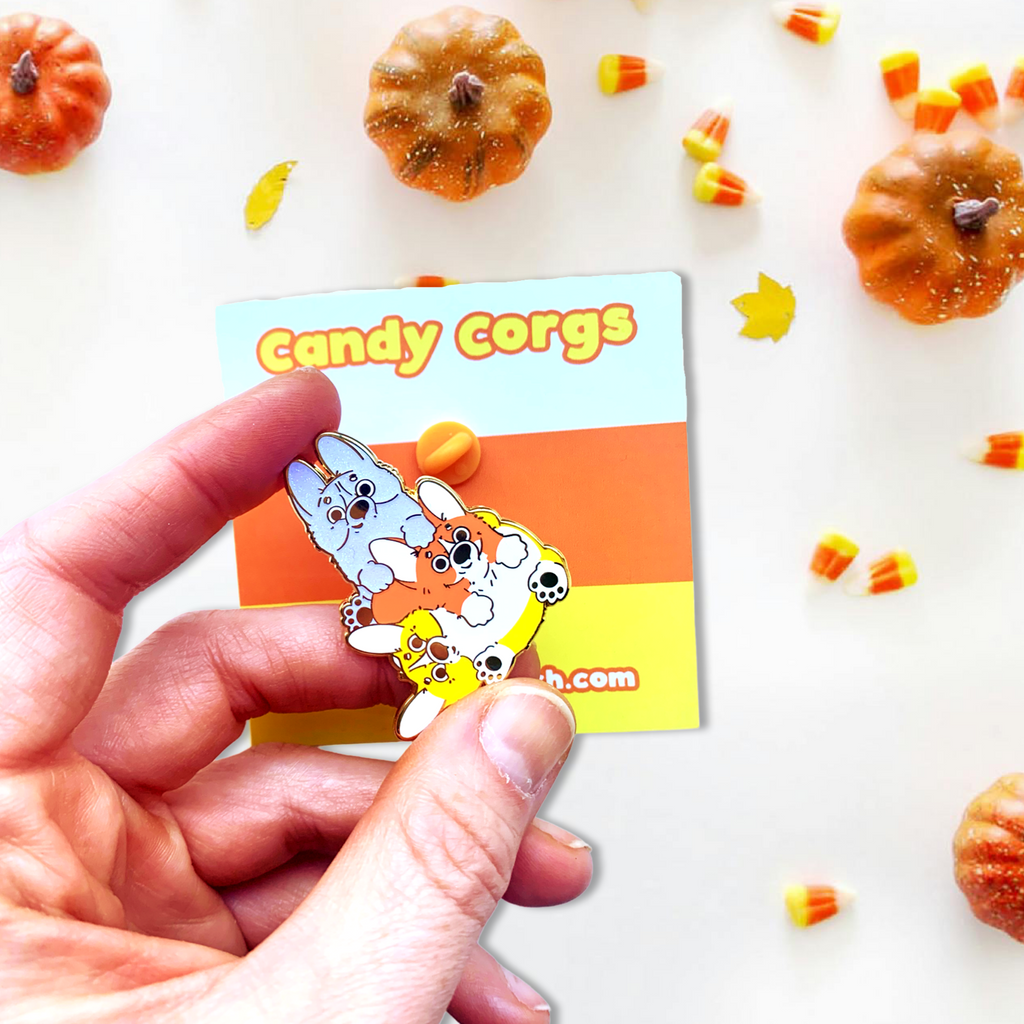 Candy Corgs Candy Corn Halloween Hard Enamel Pins - Momo Patch