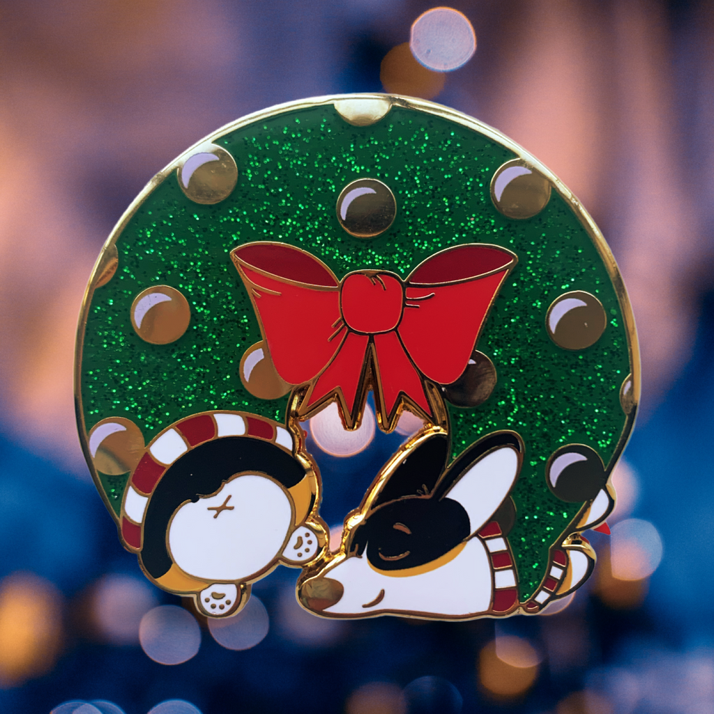 Merry Sniffmas Corgi Wreath Hard Enamel Pins - Momo Patch