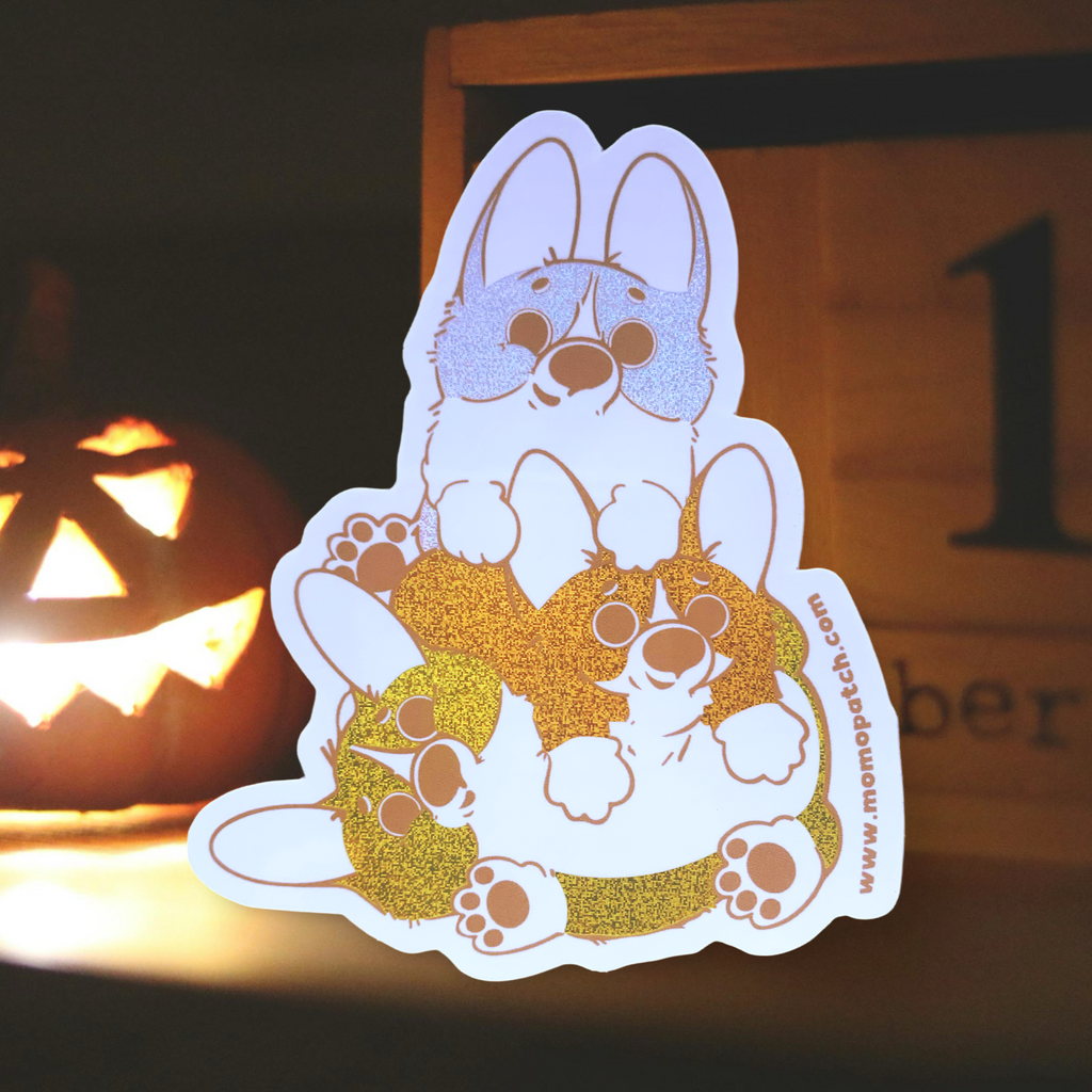 Candy Corgs Candy Corn Halloween Pixie Dust Vinyl Stickers - Momo Patch