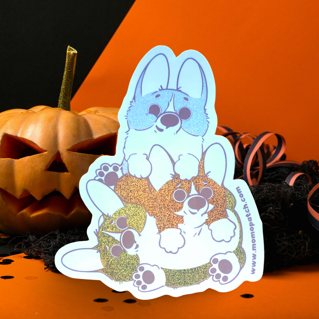 Candy Corgs Candy Corn Halloween Pixie Dust Vinyl Stickers - Momo Patch