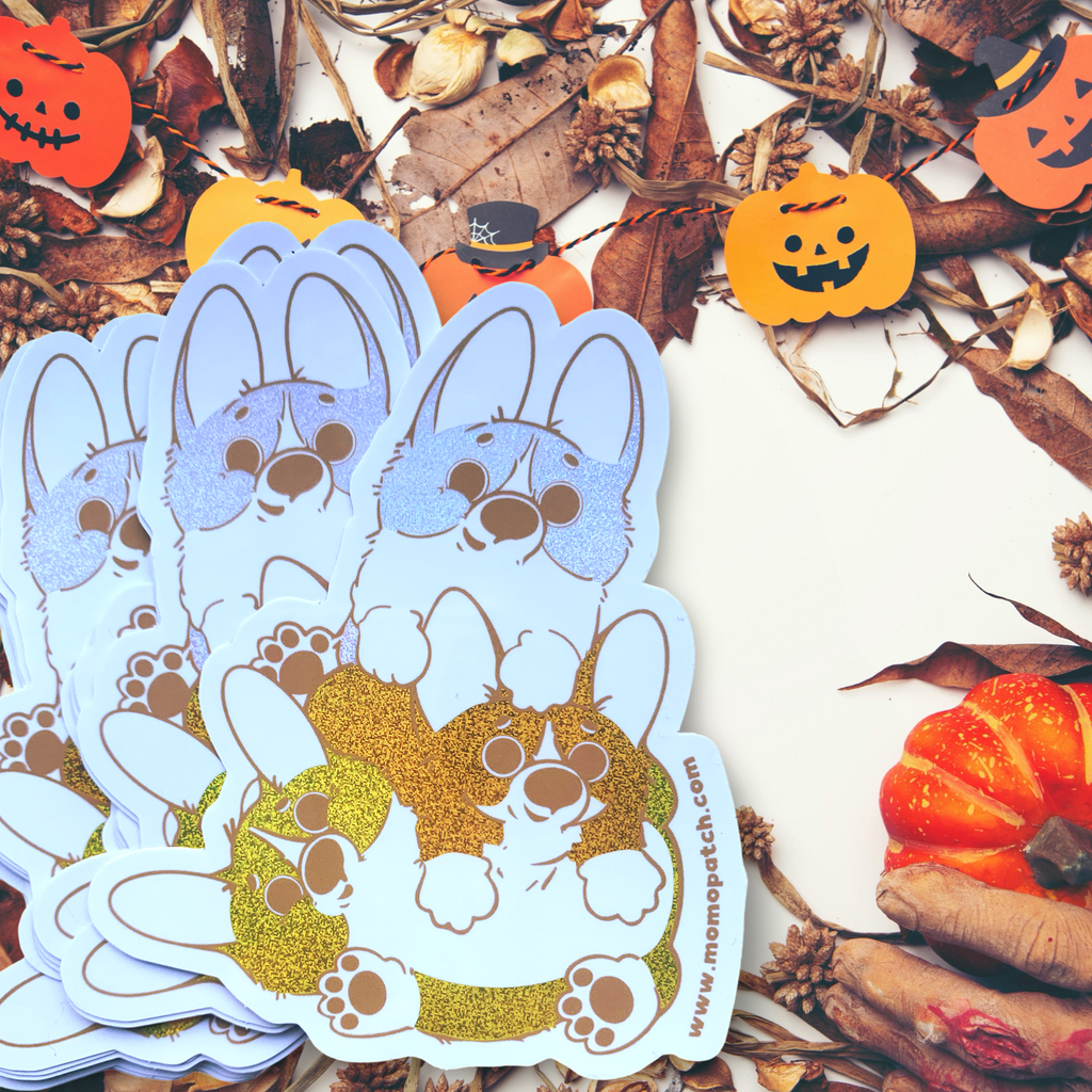 Candy Corgs Candy Corn Halloween Pixie Dust Vinyl Stickers - Momo Patch