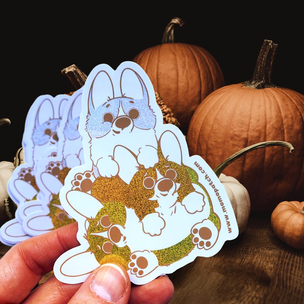 Candy Corgs Candy Corn Halloween Pixie Dust Vinyl Stickers - Momo Patch