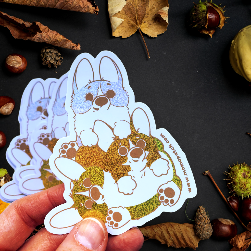Candy Corgs Candy Corn Halloween Pixie Dust Vinyl Stickers - Momo Patch