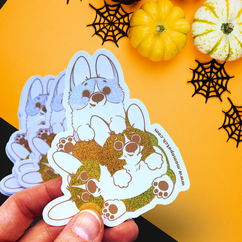 Candy Corgs Candy Corn Halloween Pixie Dust Vinyl Stickers - Momo Patch