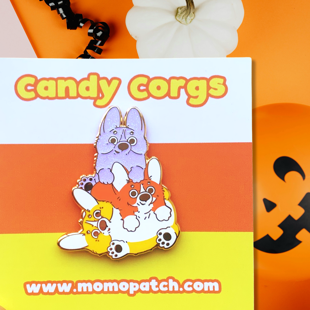 Candy Corgs Candy Corn Halloween Hard Enamel Pins - Momo Patch