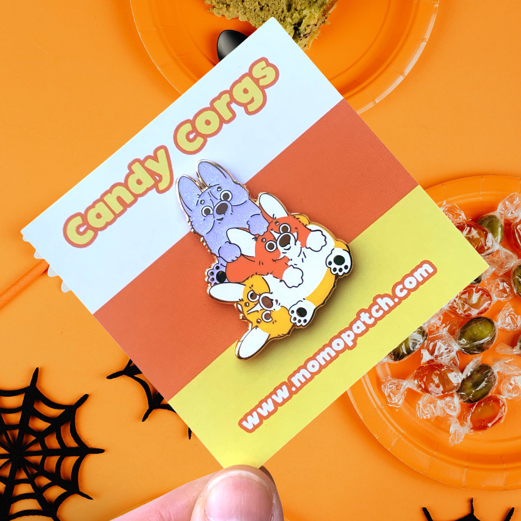 Candy Corgs Candy Corn Halloween Hard Enamel Pins - Momo Patch
