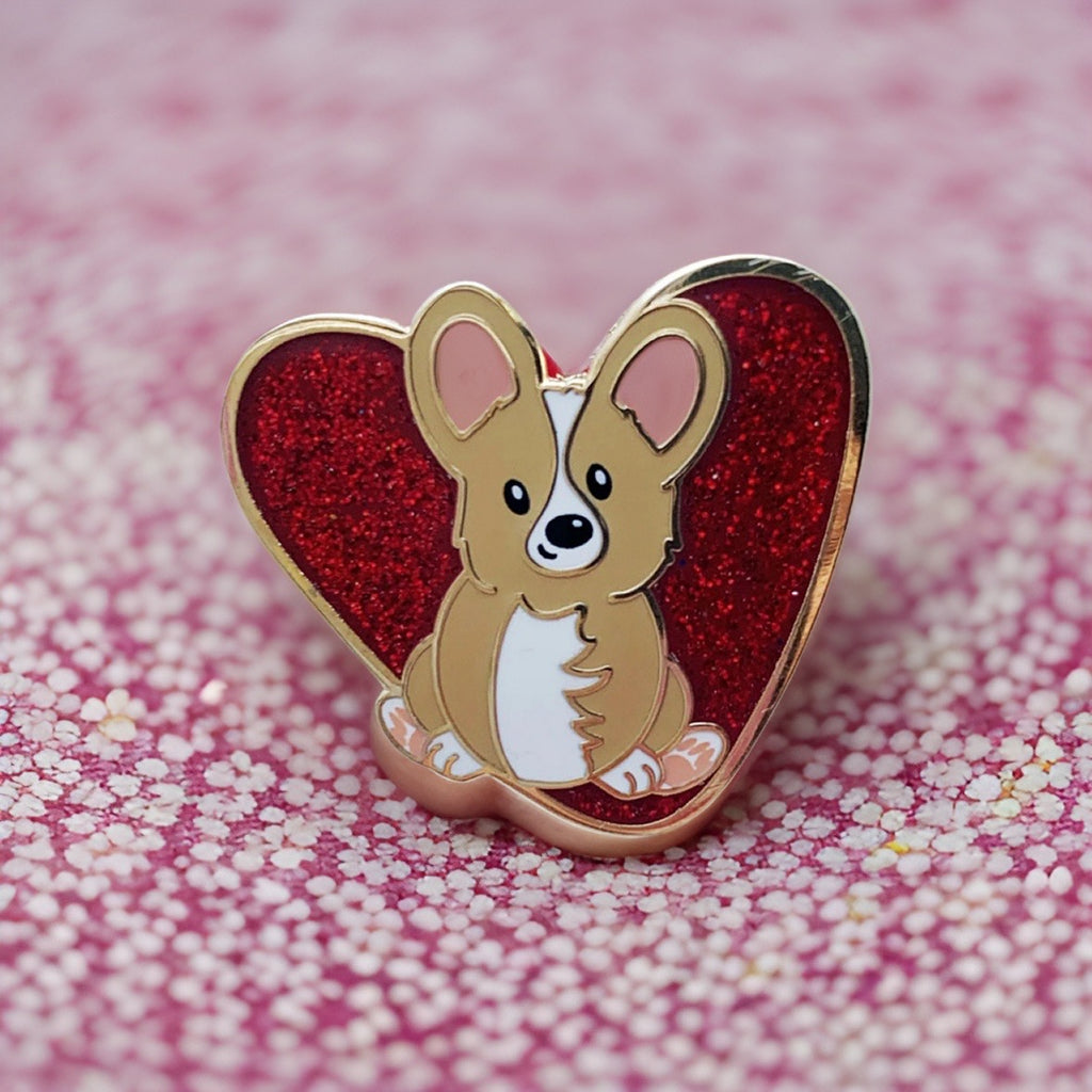 Puppy Love Corgi Hard Enamel Pin - Momo Patch