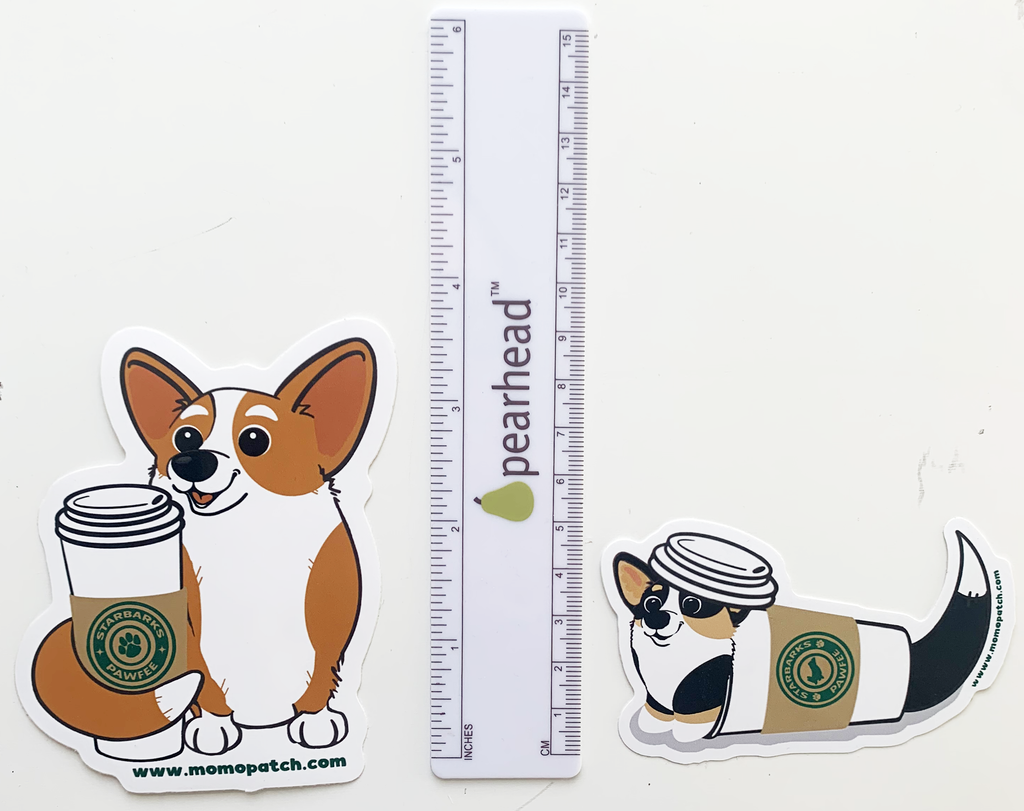 Starbarks Pawfee Coffee Corgi Die Cut Vinyl Glossy Sticker - Momo Patch