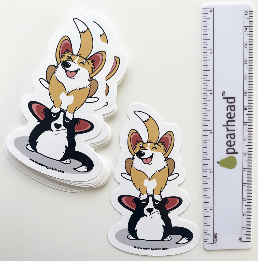 Cardigan or Pembroke Corgi Leap Year 2024 Die Cut Vinyl Glossy Sticker - Momo Patch