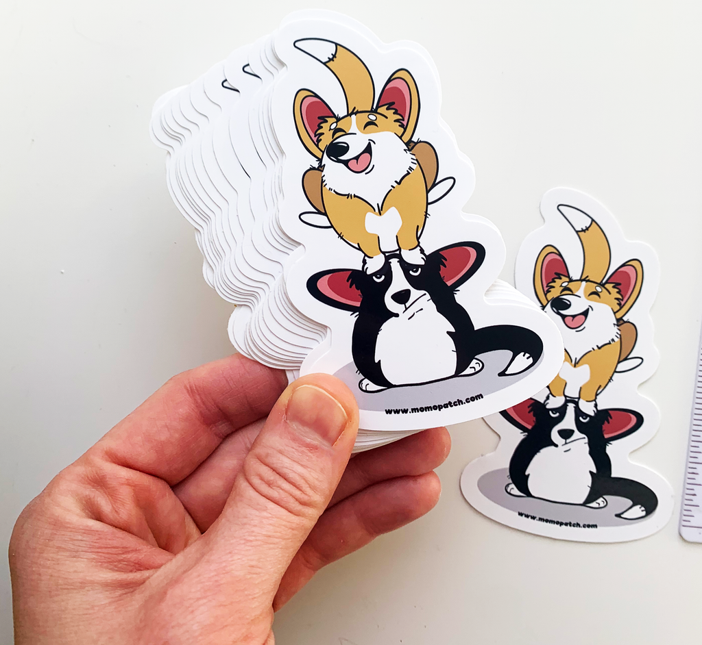 Cardigan or Pembroke Corgi Leap Year 2024 Die Cut Vinyl Glossy Sticker - Momo Patch
