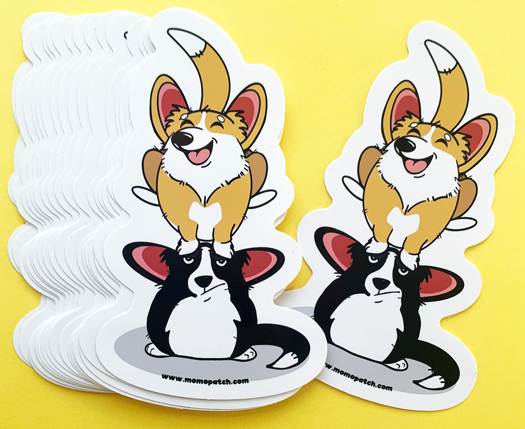 Cardigan or Pembroke Corgi Leap Year 2024 Die Cut Vinyl Glossy Sticker - Momo Patch