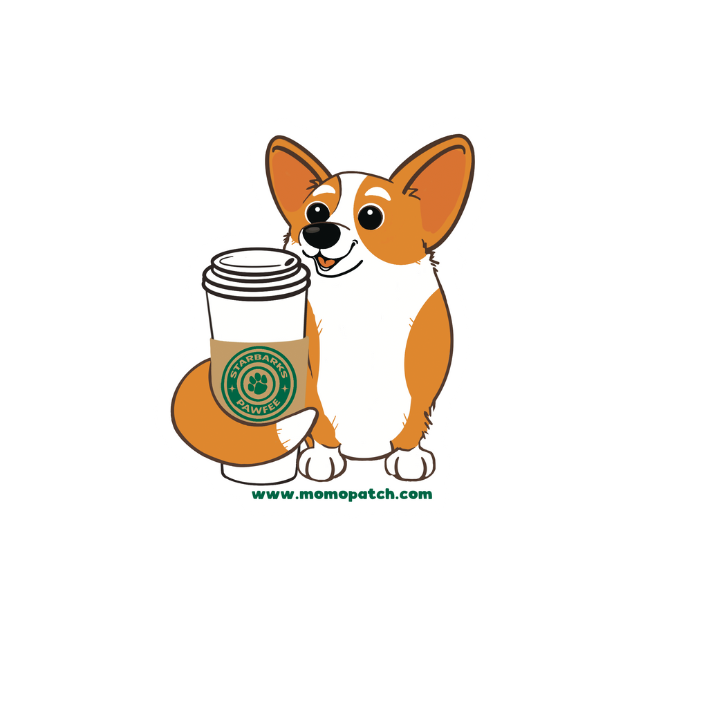 Starbarks Pawfee Coffee Corgi Die Cut Vinyl Glossy Sticker - Momo Patch