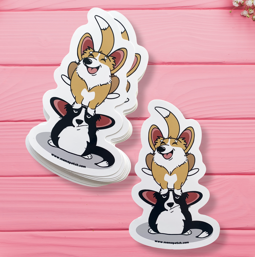 Cardigan or Pembroke Corgi Leap Year 2024 Die Cut Vinyl Glossy Sticker - Momo Patch