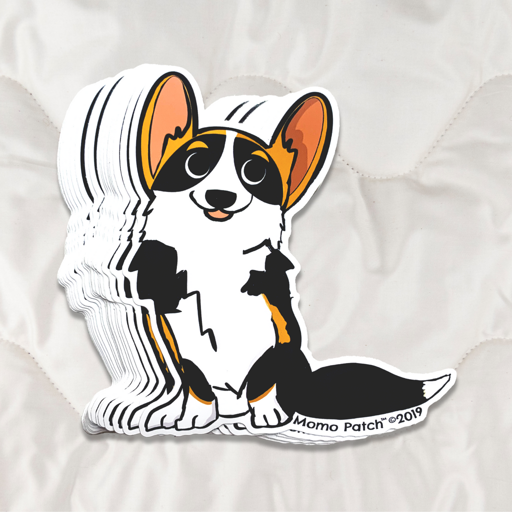 Cardigan Corgi and Undocked Pembroke Corgi Vinyl Stickers - Momo Patch