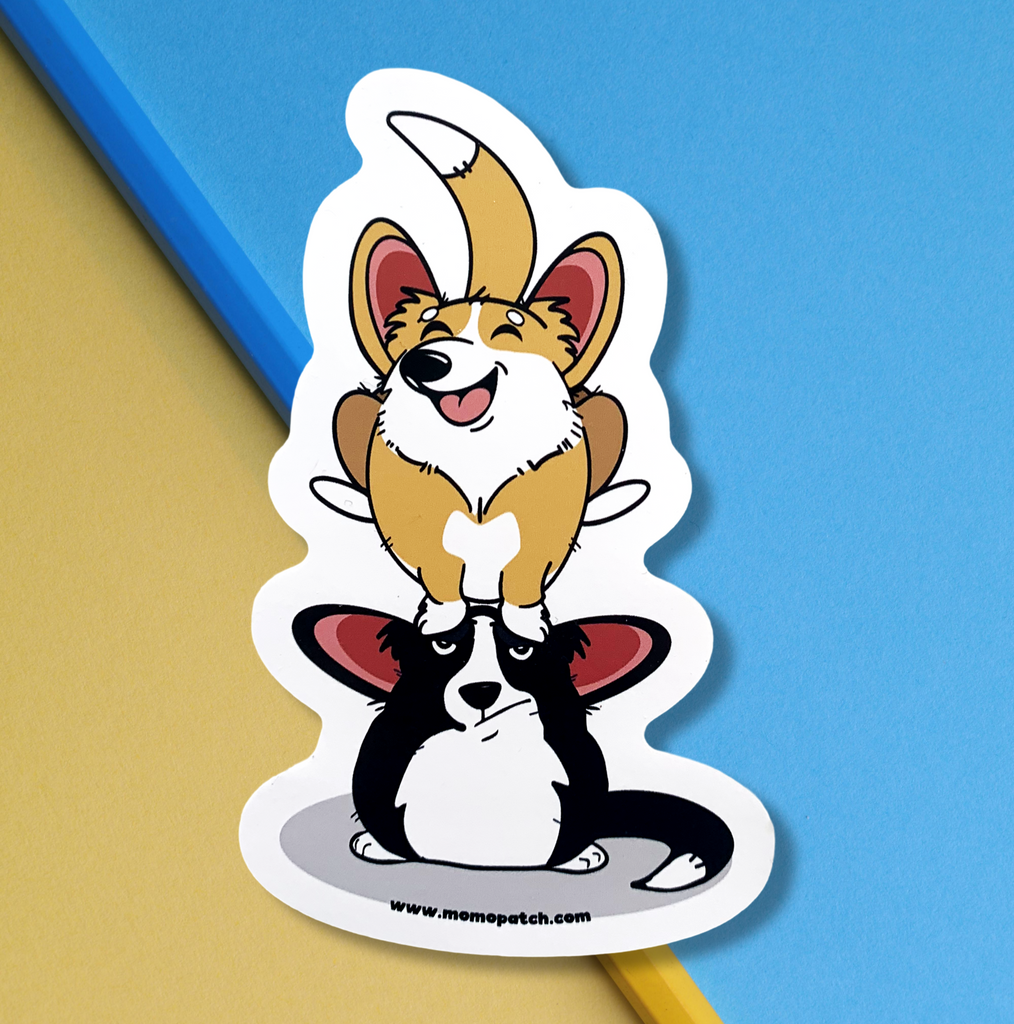 Cardigan or Pembroke Corgi Leap Year 2024 Die Cut Vinyl Glossy Sticker - Momo Patch