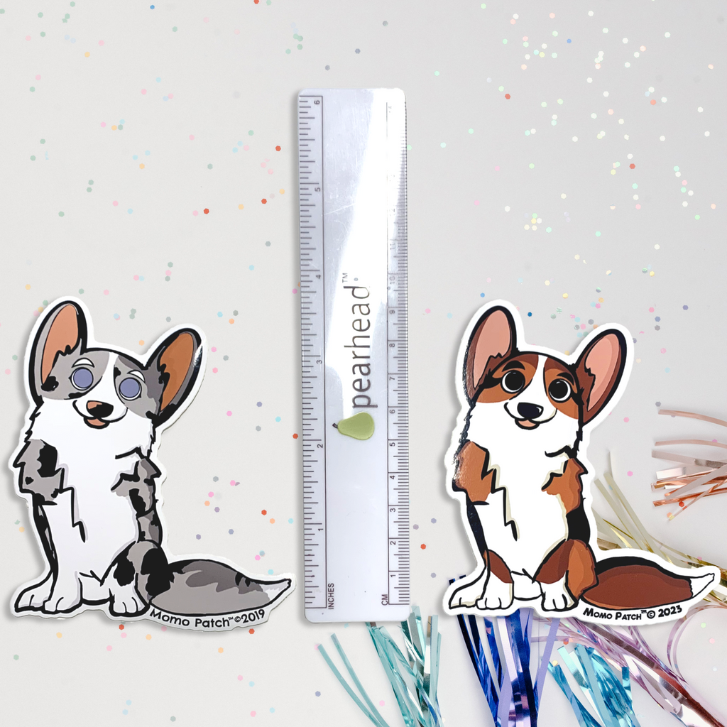 Cardigan Corgi and Undocked Pembroke Corgi Vinyl Stickers - Momo Patch