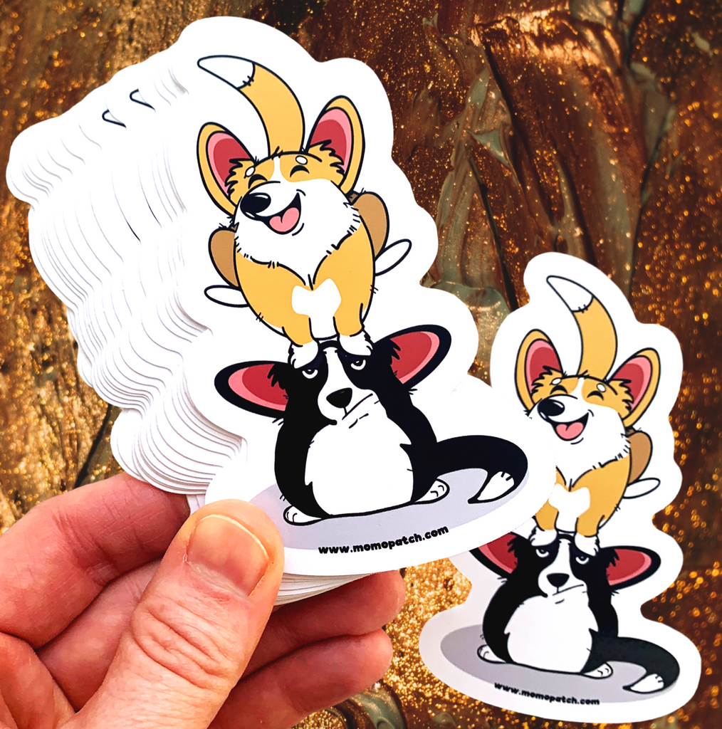 Cardigan or Pembroke Corgi Leap Year 2024 Die Cut Vinyl Glossy Sticker - Momo Patch