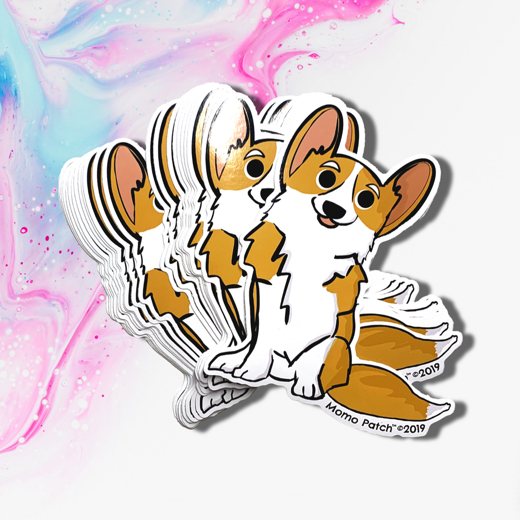 Cardigan Corgi and Undocked Pembroke Corgi Vinyl Stickers - Momo Patch