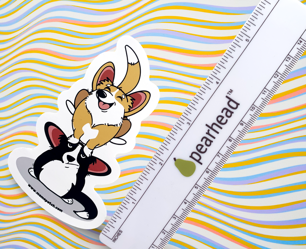 Cardigan or Pembroke Corgi Leap Year 2024 Die Cut Vinyl Glossy Sticker - Momo Patch