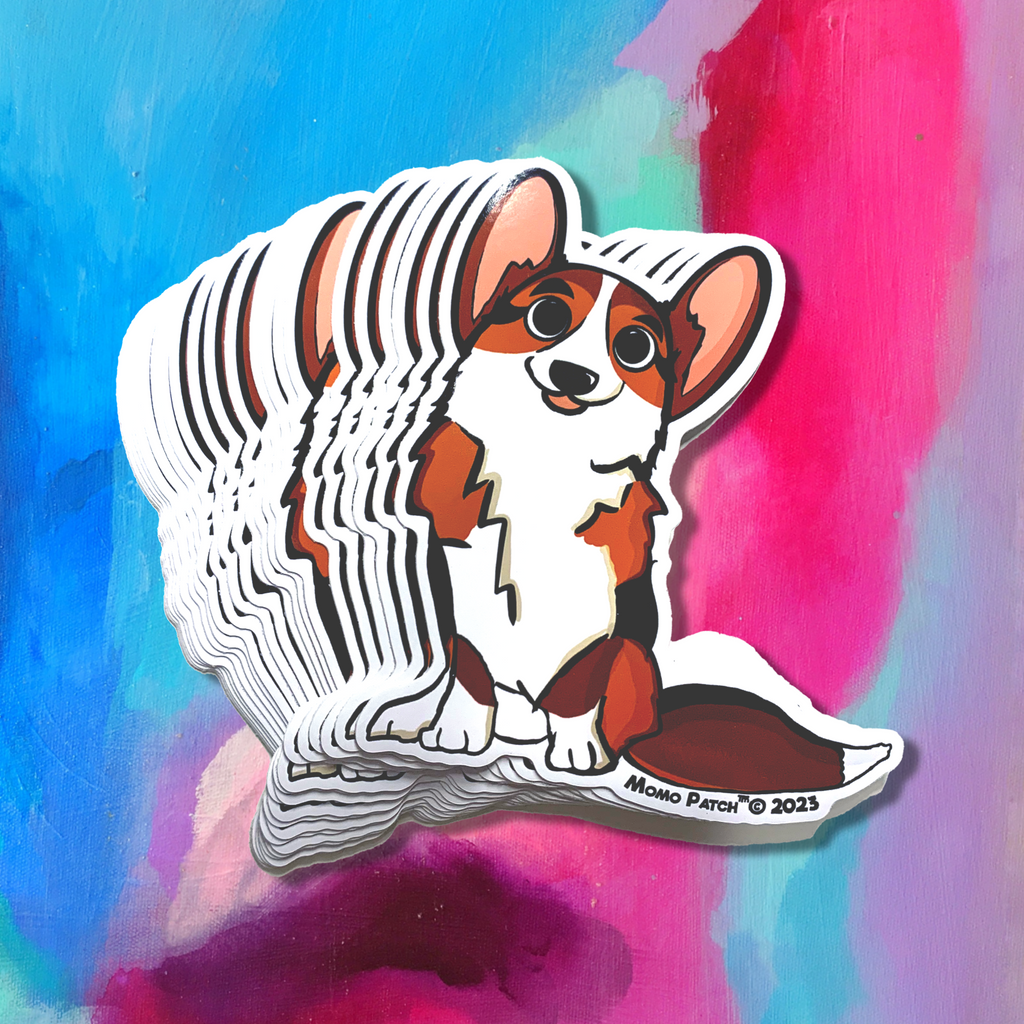 Cardigan Corgi and Undocked Pembroke Corgi Vinyl Stickers - Momo Patch