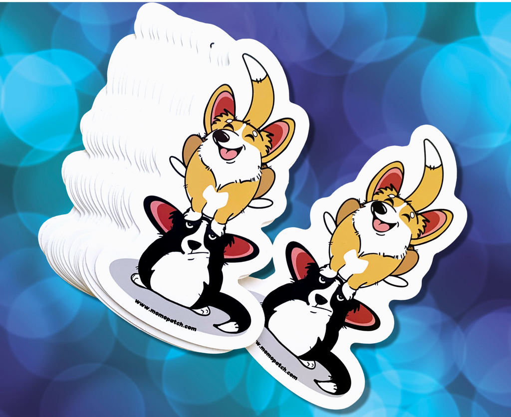 Cardigan or Pembroke Corgi Leap Year 2024 Die Cut Vinyl Glossy Sticker - Momo Patch