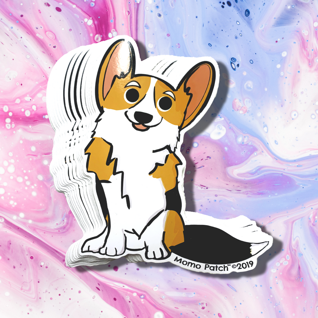Cardigan Corgi and Undocked Pembroke Corgi Vinyl Stickers - Momo Patch