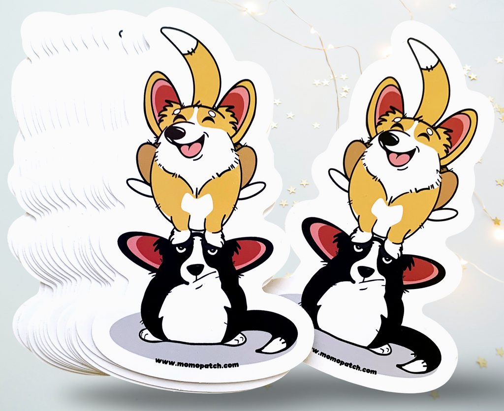 Cardigan or Pembroke Corgi Leap Year 2024 Die Cut Vinyl Glossy Sticker - Momo Patch