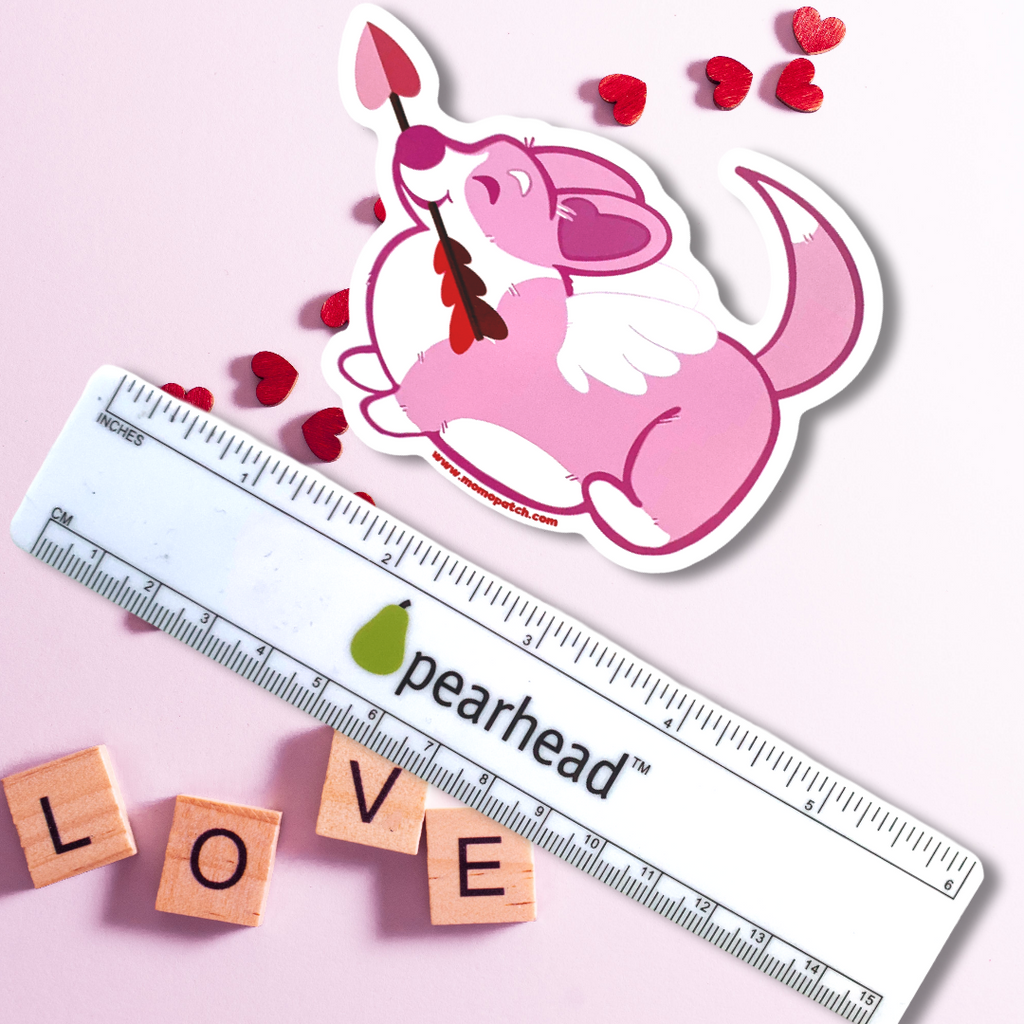 Corgentine Valentine Corgi Vinyl Sticker Set 3 Pack Cupid Corgi Corpid 4 Inches Long - Momo Patch