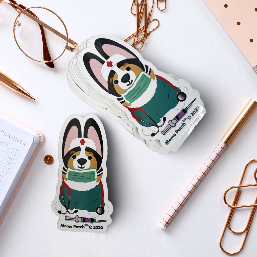 Essential Corgi Nurse Hero Vinyl Sticker - Momo Patch