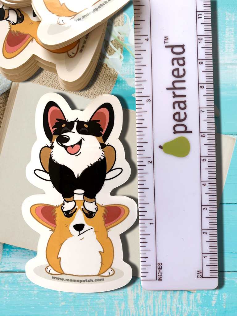 Cardigan or Pembroke Corgi Leap Year 2024 Die Cut Vinyl Glossy Sticker - Momo Patch