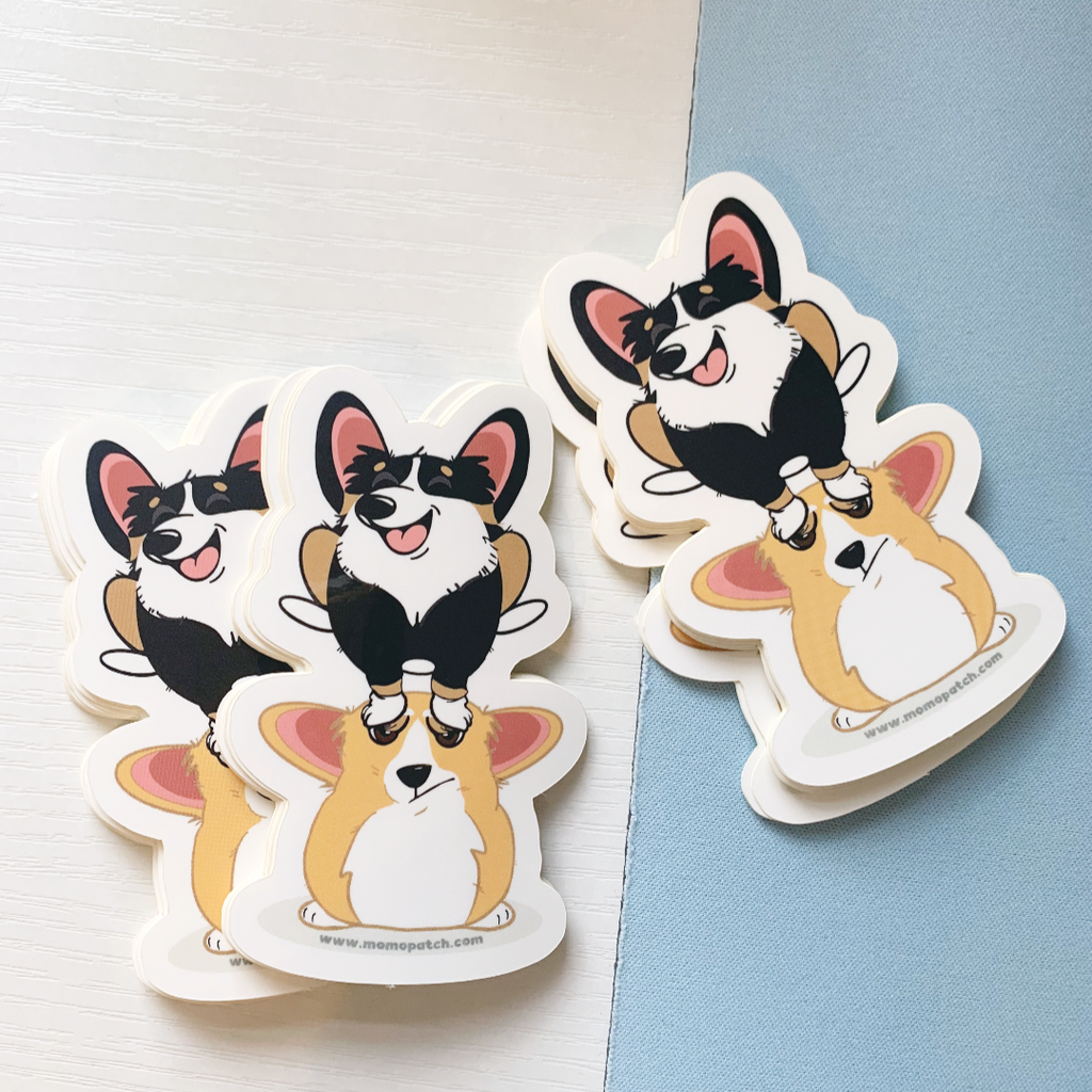 Cardigan or Pembroke Corgi Leap Year 2024 Die Cut Vinyl Glossy Sticker - Momo Patch