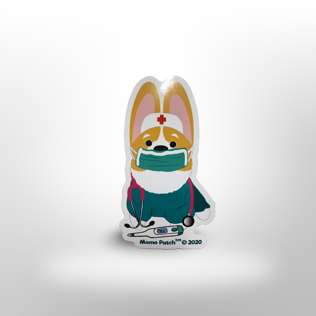 Essential Corgi Nurse Hero Vinyl Sticker - Momo Patch