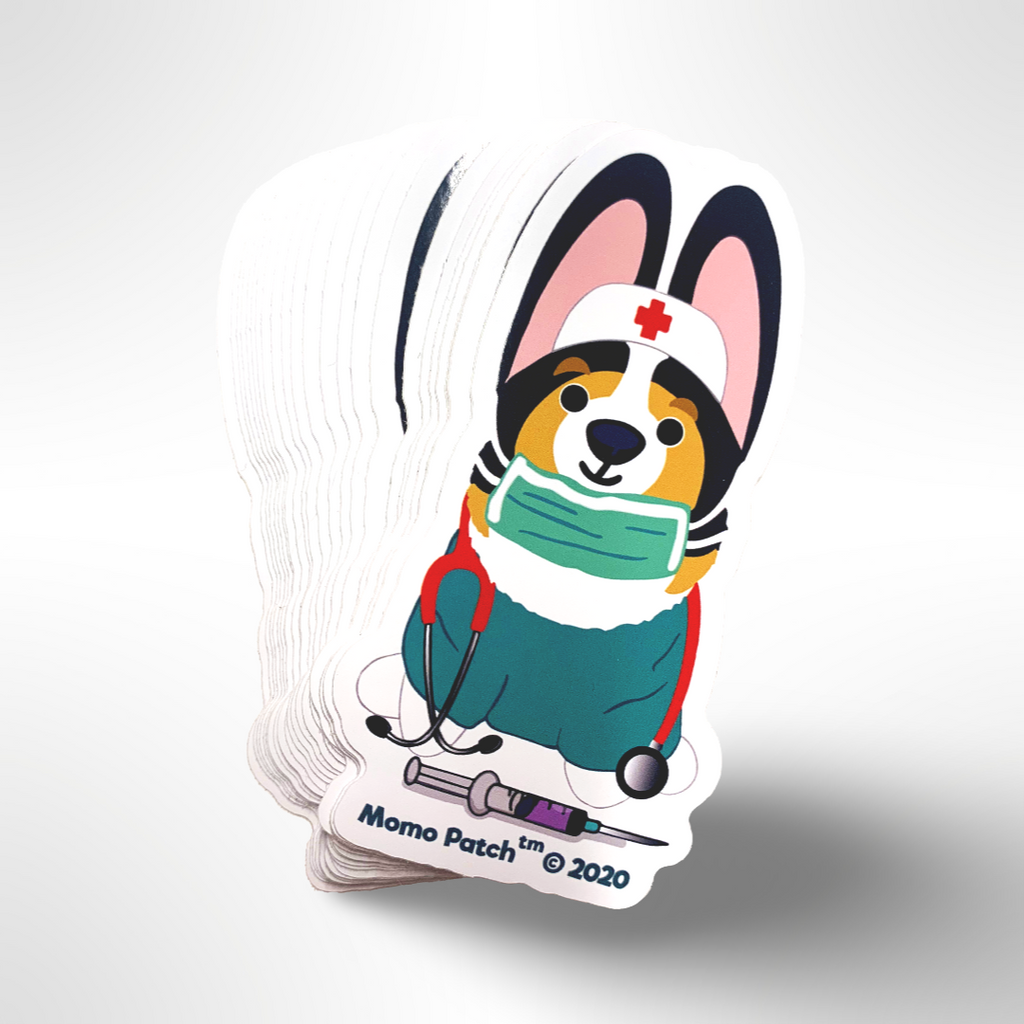 Essential Corgi Nurse Hero Vinyl Sticker - Momo Patch
