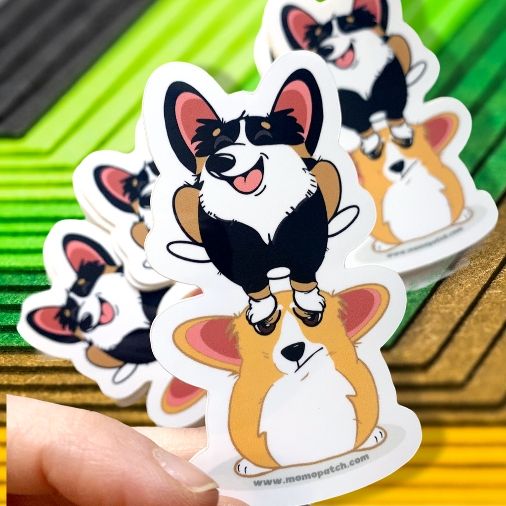 Cardigan or Pembroke Corgi Leap Year 2024 Die Cut Vinyl Glossy Sticker - Momo Patch