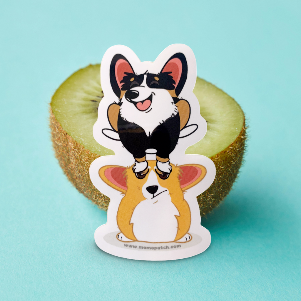 Cardigan or Pembroke Corgi Leap Year 2024 Die Cut Vinyl Glossy Sticker - Momo Patch