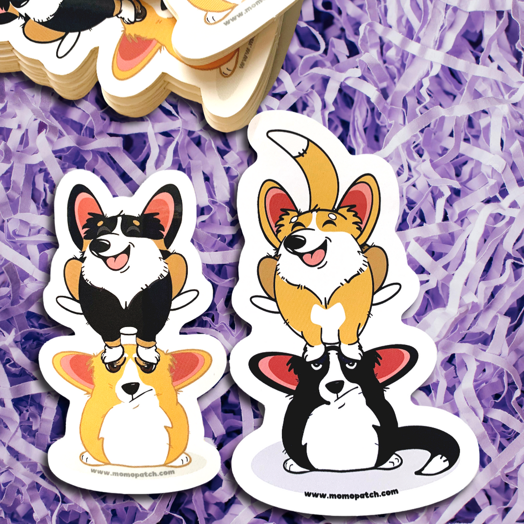 Cardigan or Pembroke Corgi Leap Year 2024 Die Cut Vinyl Glossy Sticker - Momo Patch