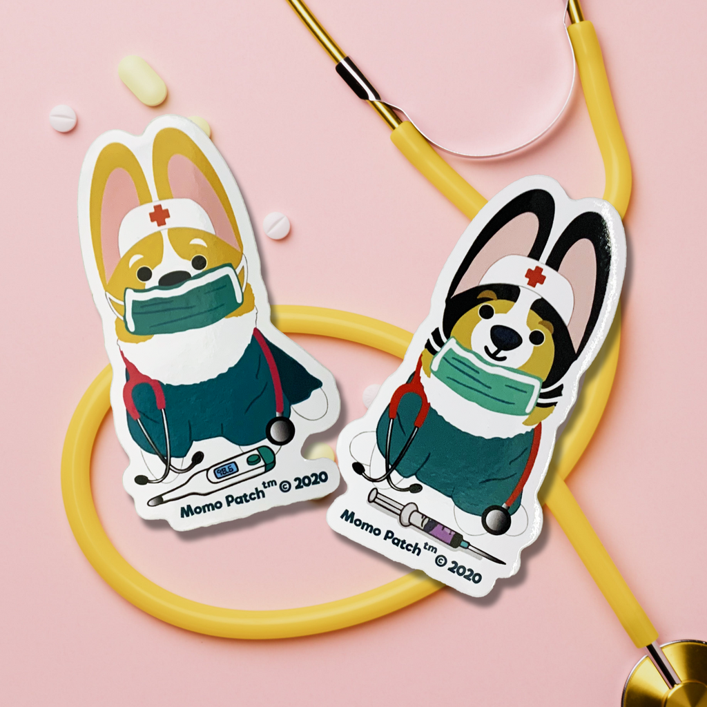 Essential Corgi Nurse Hero Vinyl Sticker - Momo Patch