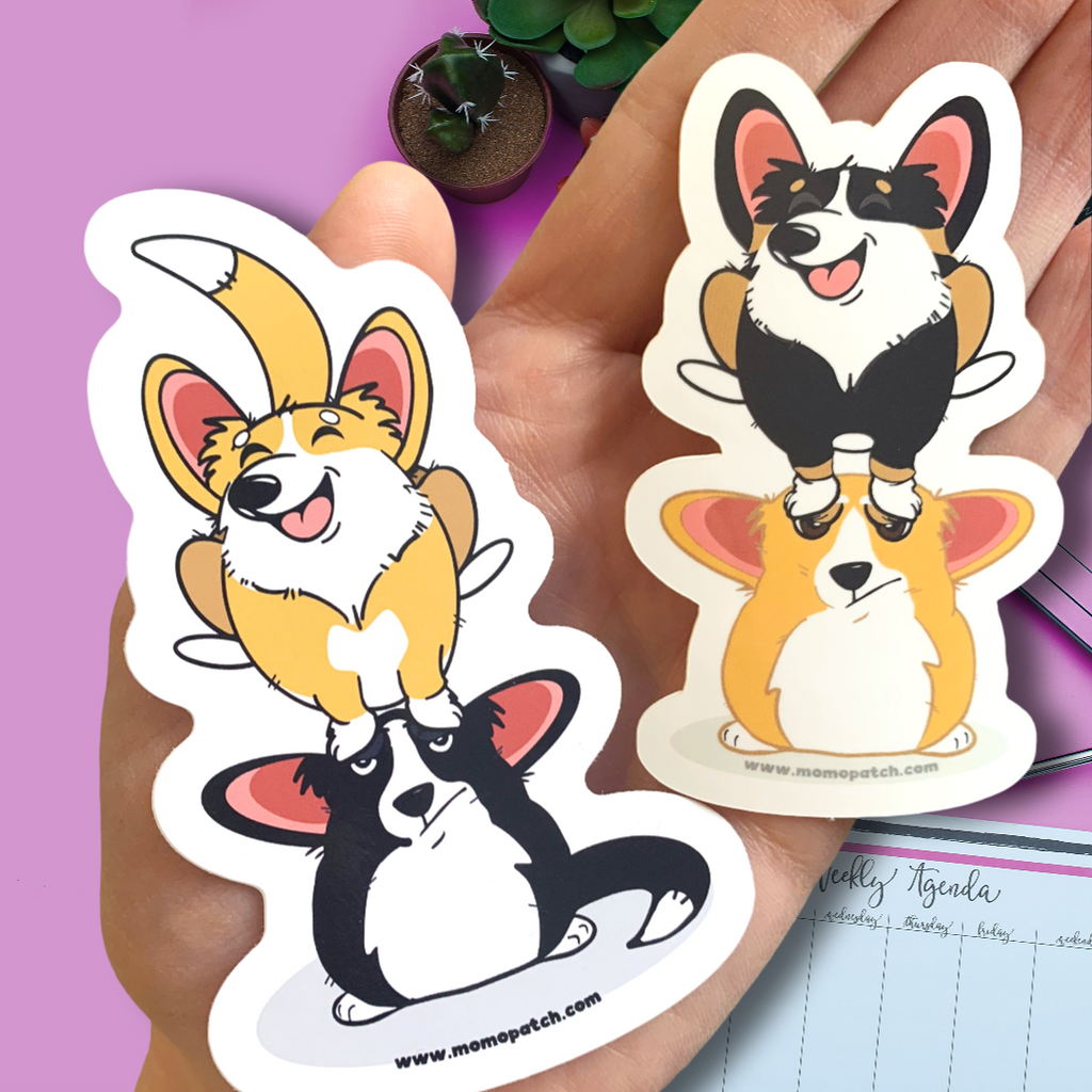 Cardigan or Pembroke Corgi Leap Year 2024 Die Cut Vinyl Glossy Sticker - Momo Patch