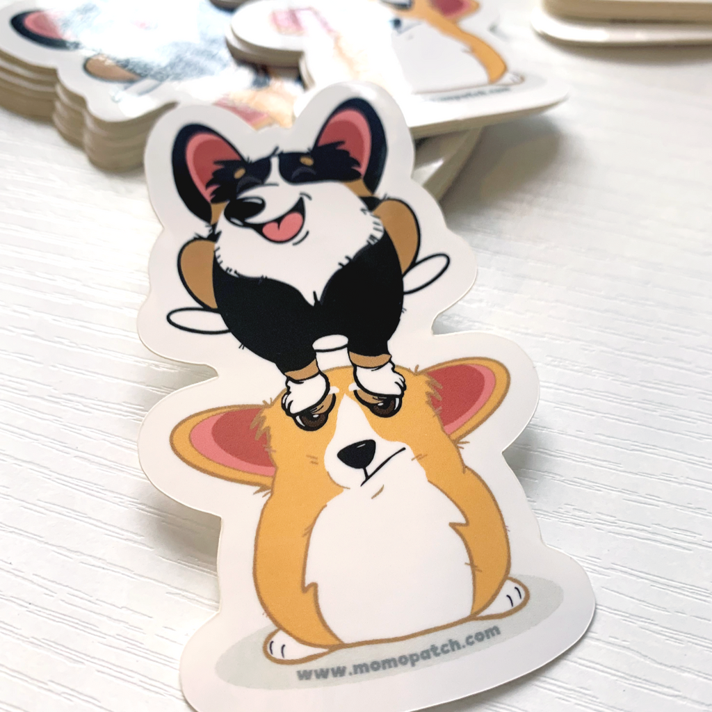 Cardigan or Pembroke Corgi Leap Year 2024 Die Cut Vinyl Glossy Sticker - Momo Patch