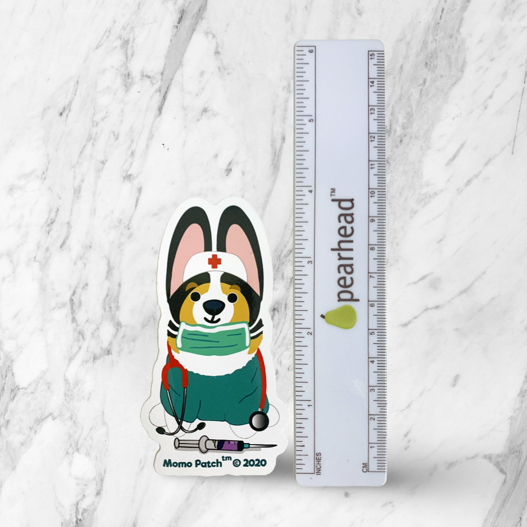 Essential Corgi Nurse Hero Vinyl Sticker - Momo Patch
