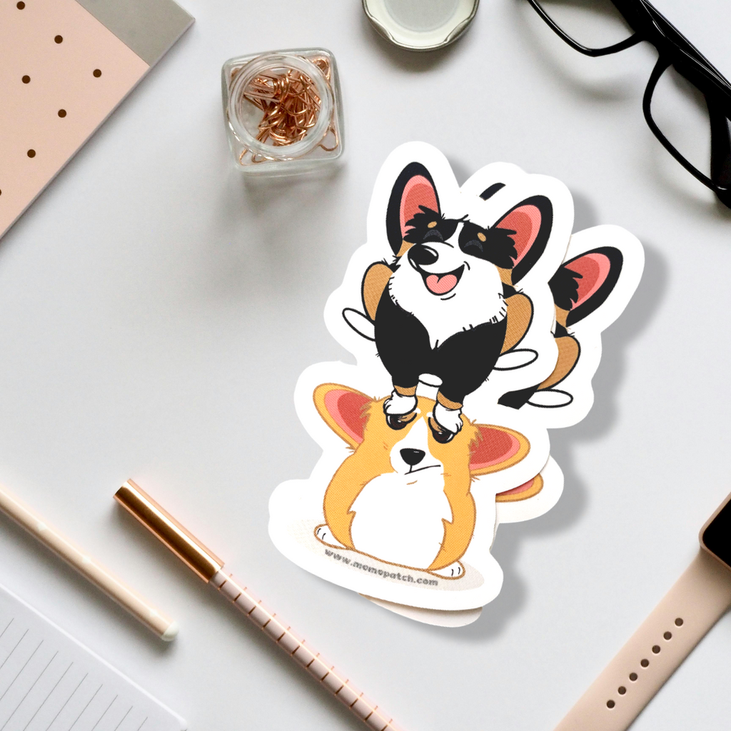 Cardigan or Pembroke Corgi Leap Year 2024 Die Cut Vinyl Glossy Sticker - Momo Patch