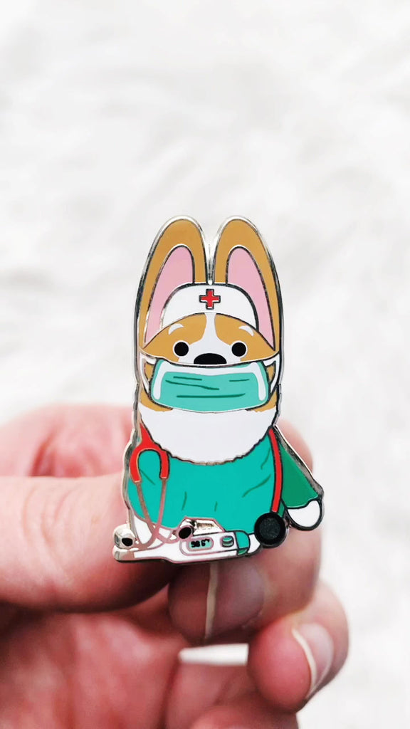 Essential Corgi Nurse Hero Hard Enamel Pin - Momo Patch