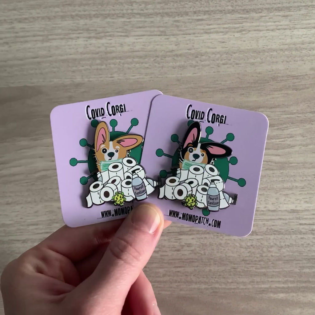 Covid Corgi Hard Enamel Pin - Momo Patch