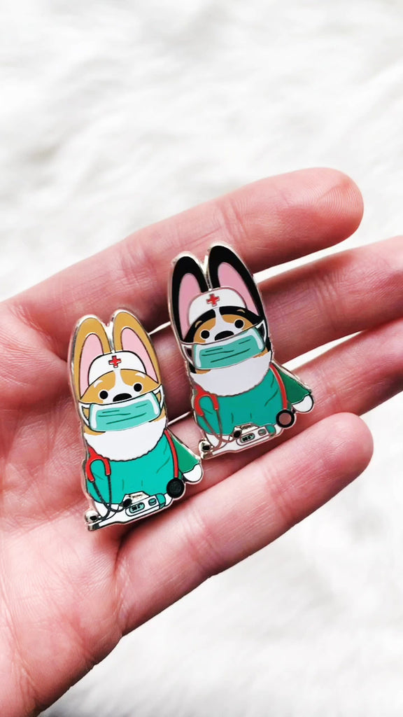 Essential Corgi Nurse Hero Hard Enamel Pin - Momo Patch
