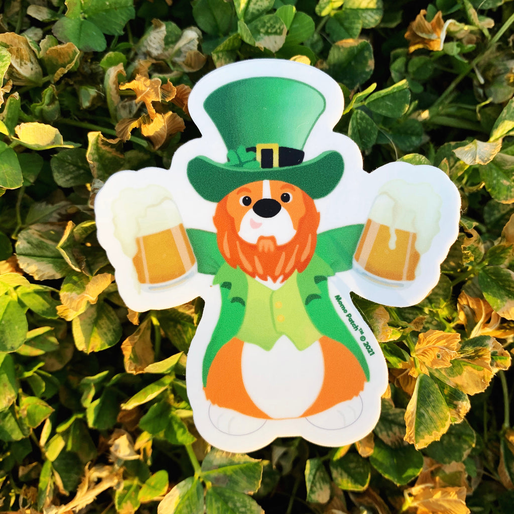 St. Pawtrick's Day Mr. O'Corgi Vinyl Die Cut Sticker - Momo Patch