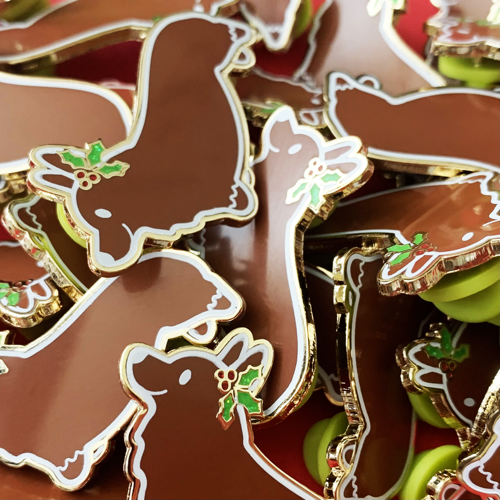 Fred & Ginger Bread Corgi Cookie Hard Enamel Pins - Momo Patch